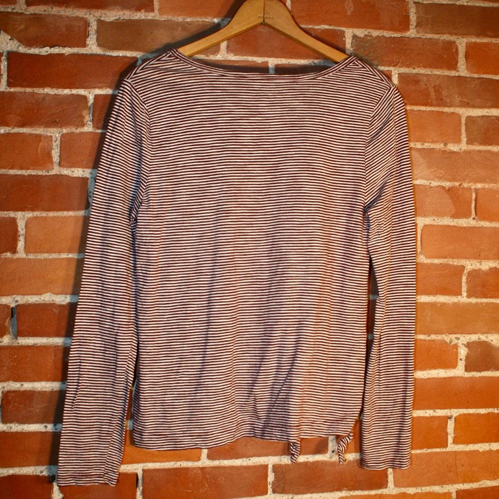 GAP Striped Easy Tee Side Tie 100% Cotton Blouse - Picture 6 of 6